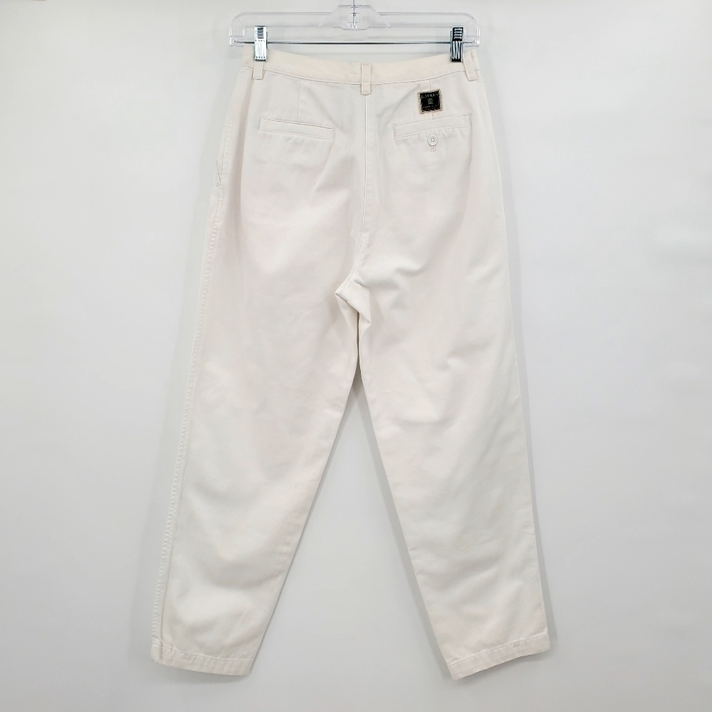 Lauren Ralph Lauren Women's Pleated Cotton White Baggy Jeans